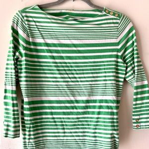 Liz Claiborne green & white stripes shirt